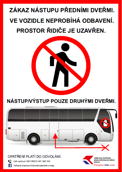 Do autobusů se bude nastupovat i nadále zadními dveřmi. Kraj dává dopravcům více času na vybavení ochrannými prostředky