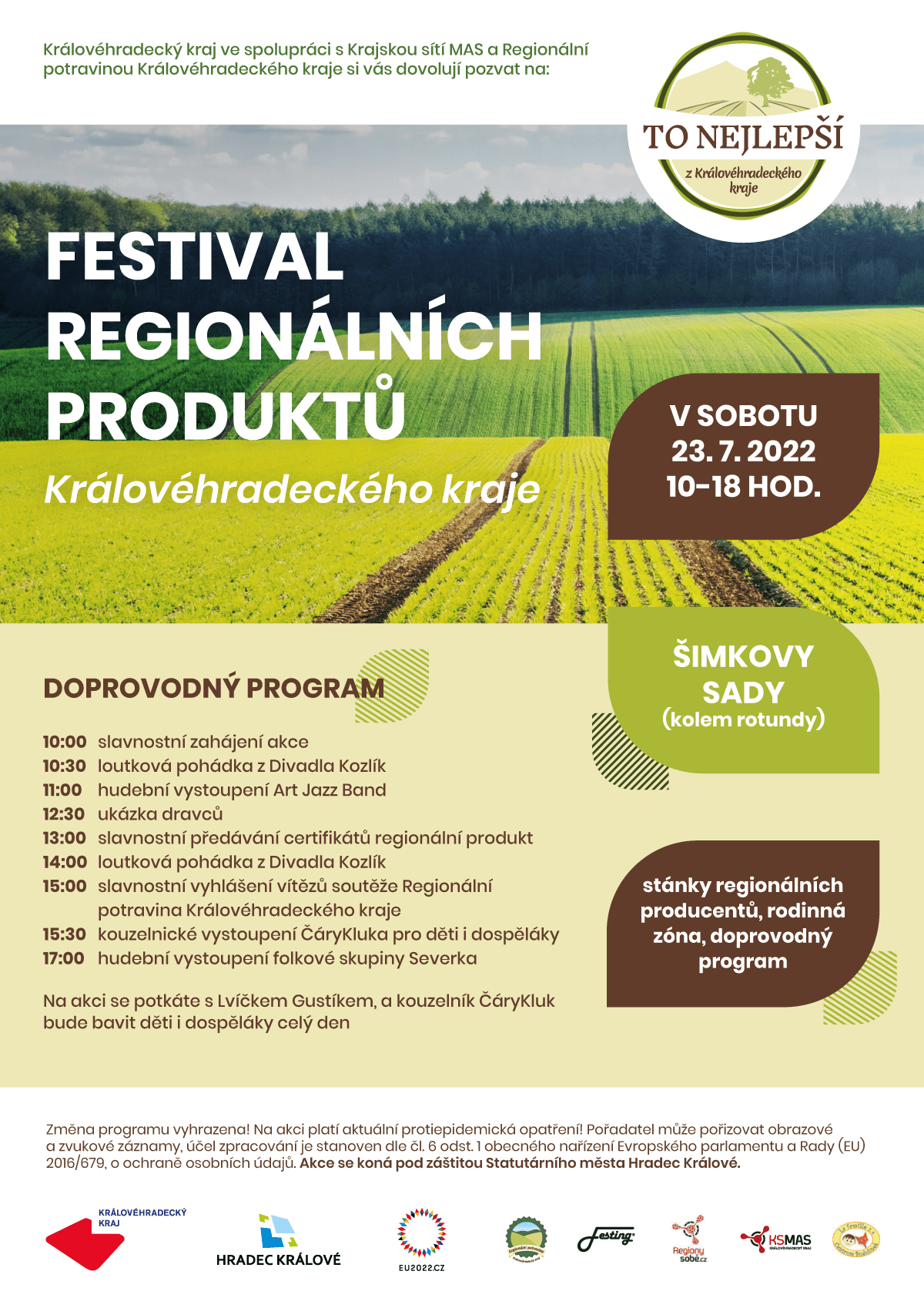 Královéhradecký kraj ve spolupráci s hospodářskou komorou pořádá Festival regionálních produktů 